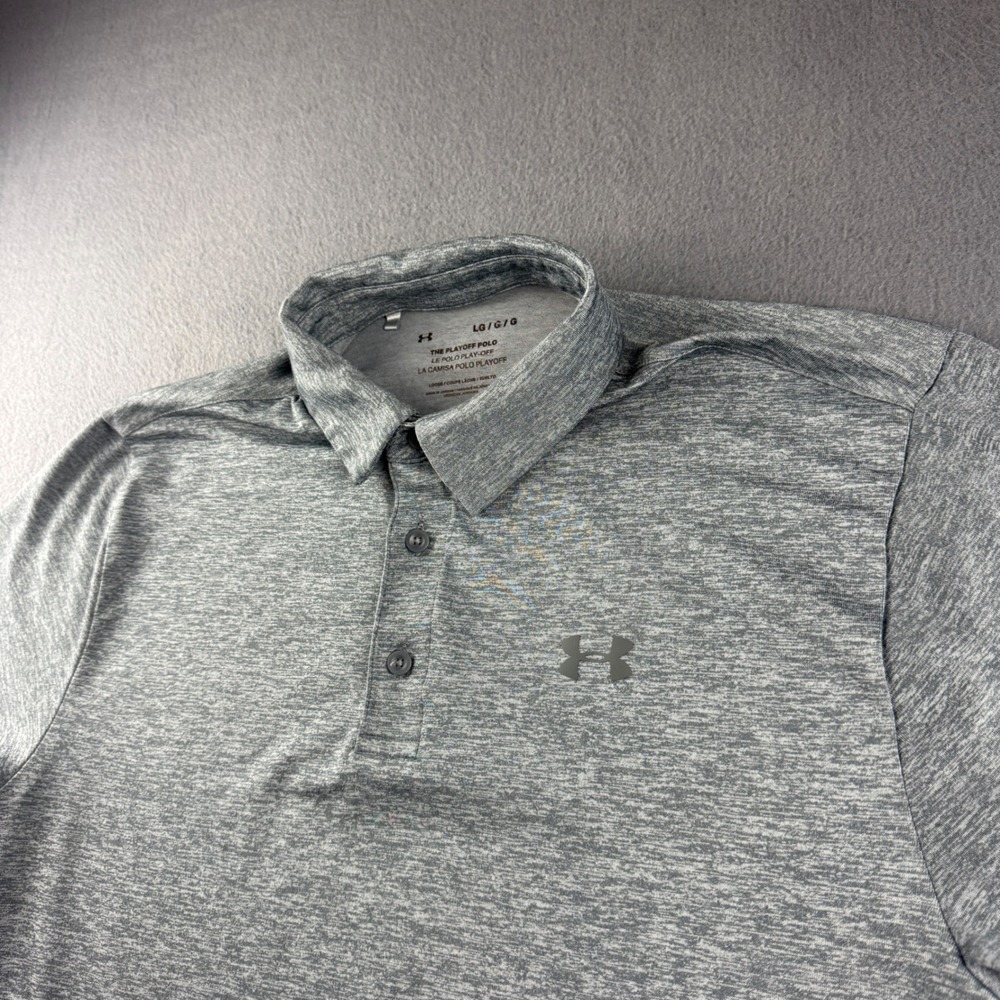 Under Armour Shirt Men's L Gray Playoff Polo Performance Golf Heathered Stretch